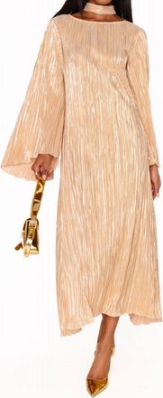 Show me your Mumu Sarah Midi Dress In Gold Pleat