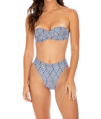 Luli Fama High Leg Banded Waist Bikini Bottom In Mesmerized