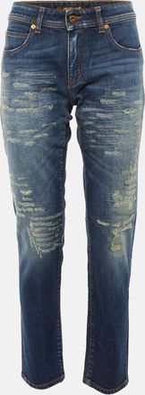 Roberto Cavalli Blue Denim Distressed Skinny Jeans M/waist