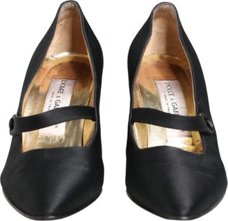 Dolce & Gabbana Black Satin Mary Jane Pumps Womens Shoes (Pre-Owned)