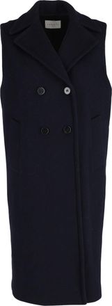 Sandro Sandro Paris mouwloze double-breasted jas van marineblauwe wol