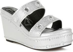 London Rag Iki Diki Wedge Sandal in Silver at Nordstrom Rack, Size 10