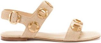 Larroude Milan Flat Sandal in Beige at Nordstrom, Size 9.5