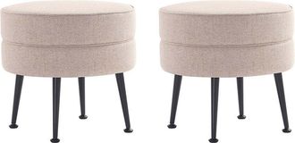 Manhattan Comfort Bailey Mid-Century Modern Woven Polyester Blend Upholstered Ottoman