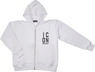 Dsquared2 Kids Sweatshirts, male, White, 12 Y, Urban Icon Hoodie with Zipper Closure