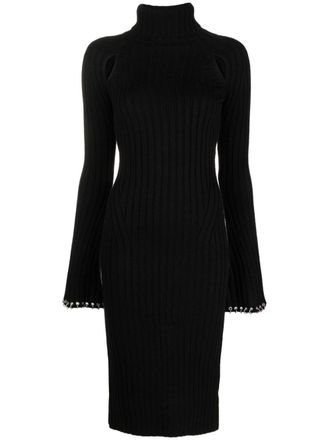Patrizia Pepe cut-out ribbed midi dress - women - Zamak/Acrylic/Wool/Copper - I - Black