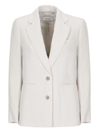 PESERICO Ivory Peak Lapel Metallic Blazer