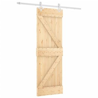 Berkfield Home Sliding Door with Hardware Set 70x210 cm Solid Wood Pine in Light Tan