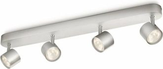 Philips Lighting Faretti Star, 4 Punti Luce Orientabili, led integrato, 5W, Base Tonda, Grigio - Philips