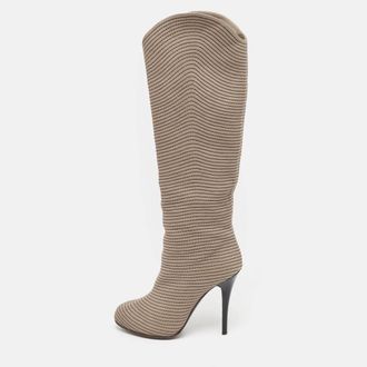 Giuseppe Zanotti Grey Leather Knee Length Boots