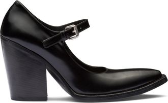 Prada 95mm brushed leather pumps - women - Leather/Leather/Leather/Rubber - 39 - Black