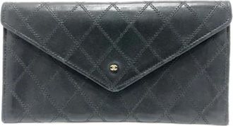 Chanel Pre-owned Leren Portemonnee - Dames - Vintage Accessoires - Zwart - ONE Size - Leer - Vintage