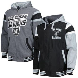 G-III Sports by Carl Banks Mens G-III Sports by Carl Banks Black/Gray Las Vegas Raiders Extreme Full Back Reversible Hoodie Full-Zip Jacket at Nordstrom, Size Medium