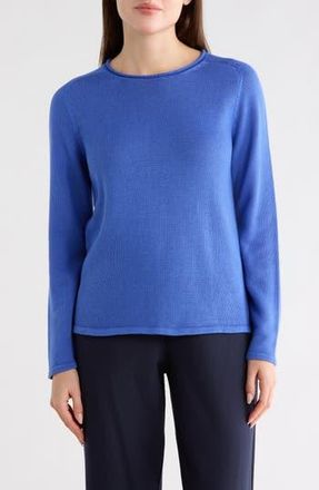 Eileen Fisher Organic Cotton & Tencel Lyocell Crewneck Sweater in Blue Star at Nordstrom Rack, Size Xx-Small