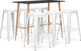 vidaXL 7 Piece Bar Set Black and White vidaXL