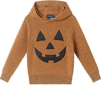Andy & Evan Jack o Lantern Appliqué Cotton Graphic Sweater Hoodie in Orange at Nordstrom, Size 18-24M
