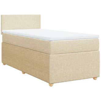 vidaXL Cama Box Spring Con Colch&oacute;n Tela Color Crema 90x190 Cm Vidaxl