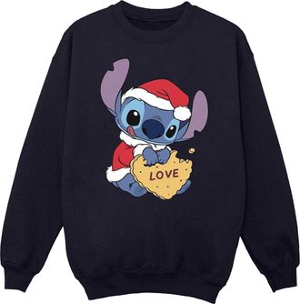 Disney Heren Lilo And Stitch Kerstmis Love Biscuit Sweatshirt (Marineblauw)