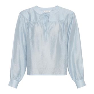 Moss Copenhagen Overhemden, Dames, Blauw, L/Xl, Skyway Bean Shirt met V-Hals