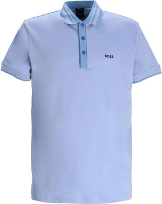 BOSS Polo in cotone con ricamo logo - Blu