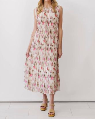Lucy Paris Augusta Midi Dress In White / Pink