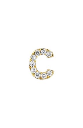 Bony Levy Icon Diamond Initial Single Stud Earring in 18K Yellow Gold - C at Nordstrom
