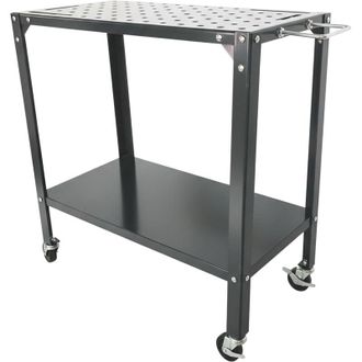Relaxdays Relaxdays Banco da saldatura con ruote, piastra forata, 91,5x88x46 cm, acciaio grigio