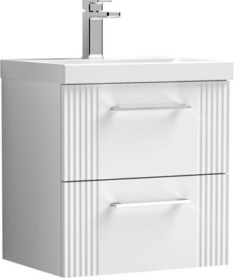 Nuie Nuie - Deco Wall Hung 2-Drawer Vanity Unit with Basin-3 500mm Wide - Satin White