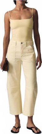 LE JEAN Utility Soft Barrel Jeans In Lemon Yellow