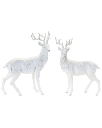 Melrose International Set Of 2 Winter Deer Statue