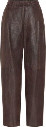 Brunello Cucinelli Pantaloni dritti in pelle - Marrone
