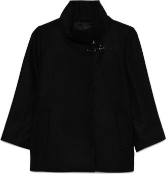 Fay Structured Black Jacket With High Collar