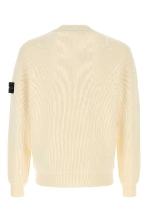 Stone Island Mens Ivory Cotton Sweater Capo: Cotone Maglieria