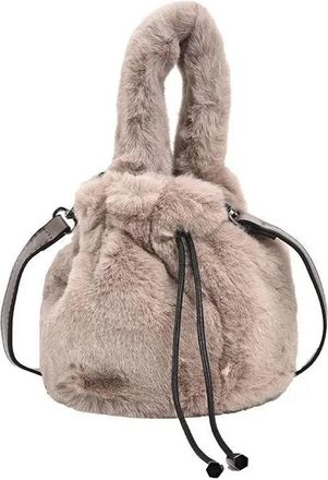 Generic Womens Plush Bags Plush Single Shoulder Bag Versatile Small Bucket Handbag Womens Autumn Winter(Color 01)
