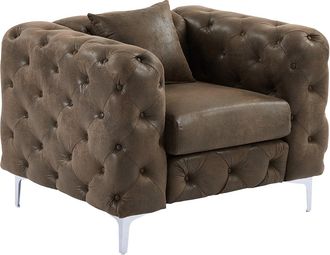 Vente-Unique Sill&oacute;n chesterfield de microfibra con acabado de piel envejecida EDWINA