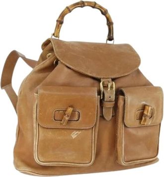 Gucci Pre-owned Vintage Rugzak - Dames - Vintage Rugzakken - Beige - ONE Size - Leer - Vintage