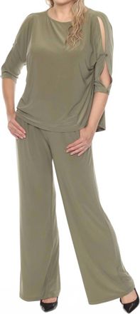 Joseph Ribkoff Boat Neck 3/4 Slit Sleeve Top In Cactus