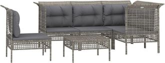 vidaXL Set De Muebles De Jard&iacute;n 6 Pzas Y Cojines Rat&aacute;n Sint&eacute;tico Gris Vidaxl