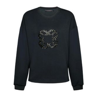 Elena Miro Hoodies & sweatvesten, Dames, Blauw, XL, Polyester, Sweatshirt met Monogram borduursel