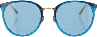 Linda Farrow Rounded Acetate Sunglasses With Gold-Plated Titanium Temples