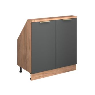 Vicco Armario De Cocina Para Techo Inclinado R-line, Oro Antracita/roble Dorado, 80 Cm Con 2 Puertas, Vicco