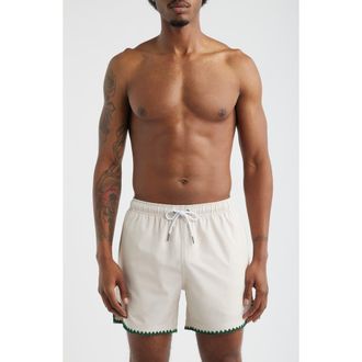 MAVRANS Golf Ball Stitch Swim Trunks in White at Nordstrom, Size Xx-Large