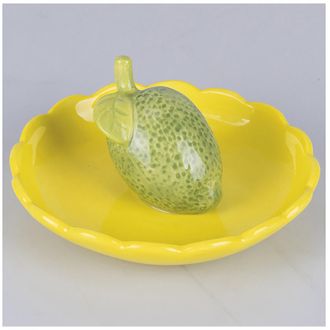 Villa D'Este Home Tivoli FRUIT LIFE platillo amarillo / limón verde decorado