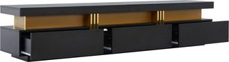 Urban Meuble Mueble tv moderno efecto mármol negro dorado con tres cajones