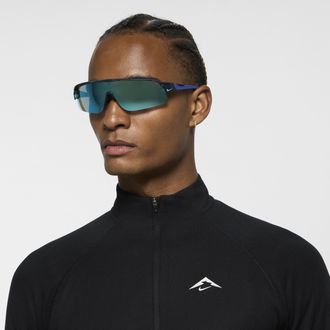 Nike Mens Flyfree Shield Polarized Sunglasses in Blue | EV24035-410