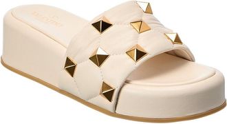 Valentino Roman Stud Leather Flatform Slide