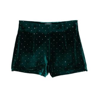 Never Fully Dressed Short Shorts, female, Green, XS, Embellished Velvet Hot Pant