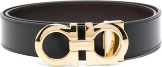 Ferragamo Zwarte Leren Riem Klassieke Stijl - Dames - Riemen - Zwart - 115 CM - Accessoires