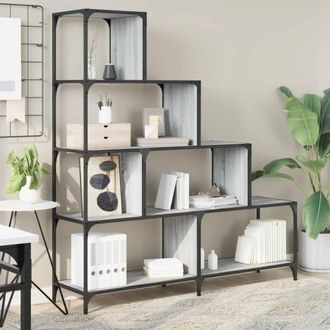 Berkfield Home Decorative Bookcase 4-Stair Grey Sonoma 139x33.5x149 cm Engineere