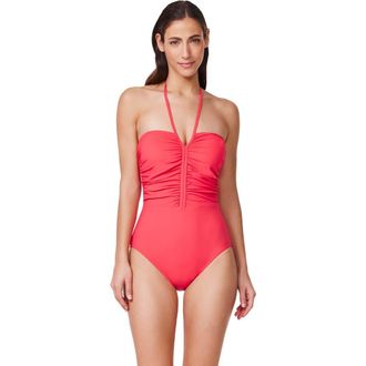 Gottex Tutti Frutti Bandeau One Piece in Coral at Nordstrom, Size 14